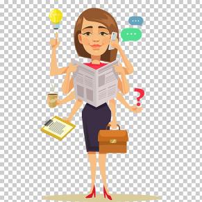 vector graphics illustration clip art woman computer multitasking woman